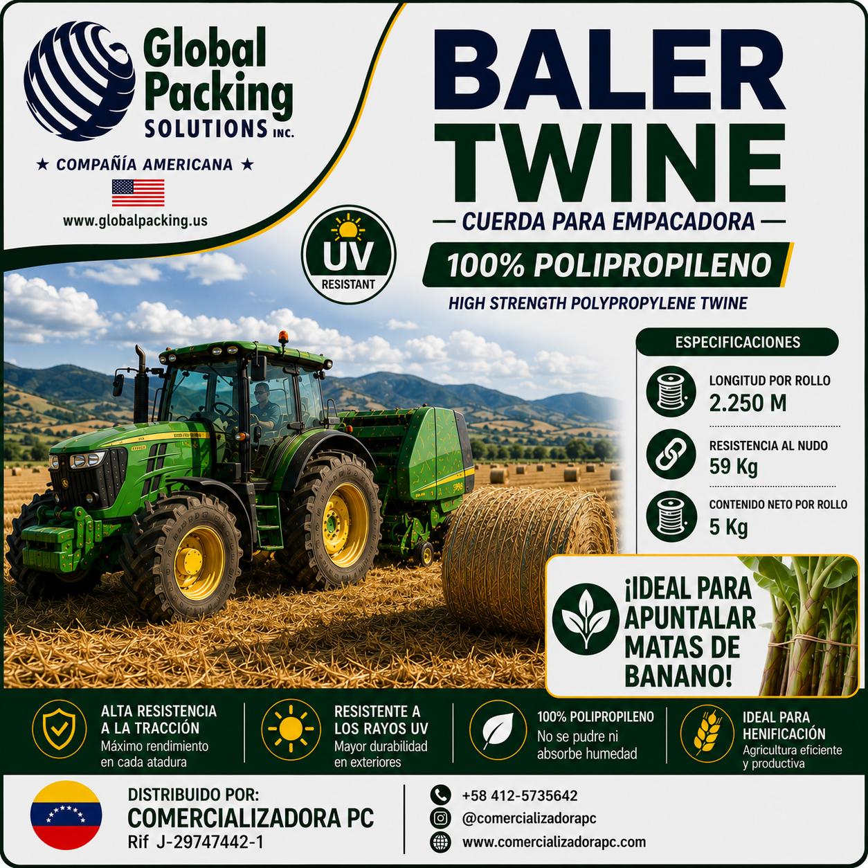 Etiqueta oficial Cordeles Baler Twine — Comercializadora PC